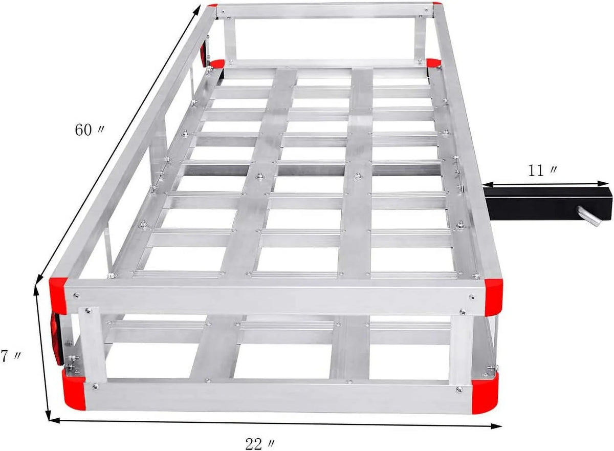 7” 500LBS Cargo Receiver, Truck, Cargo Hitch Mount Basket Car, Vehicle Carrier, 22” SUV, Hitch Aluminum Rack, Luggage Cargo for 2” x 60” Carrier Trailer x Capacity Fits
