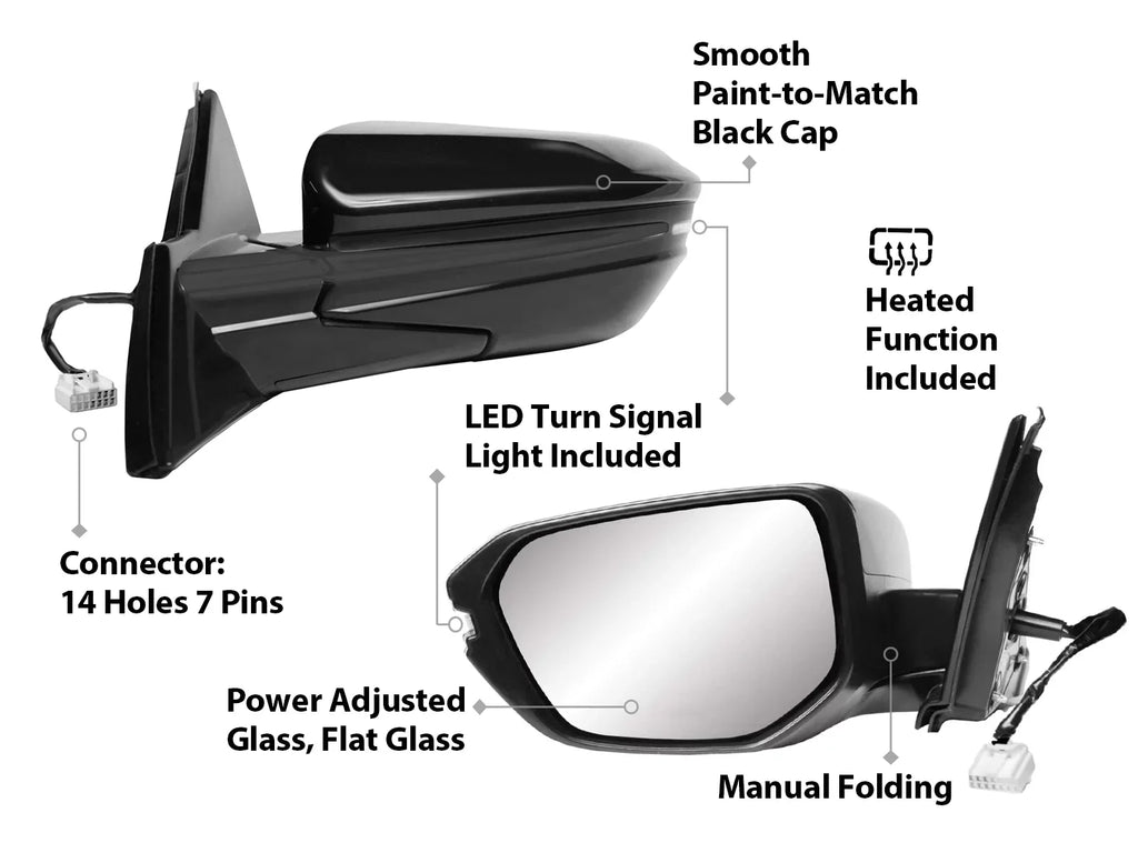 Cap APA 76258TGGA42 CIVIC with Light R Driver - HO1321343 Side View 2021 Smooth Type Replacement 2017 Rear Signal Heated for Left Hatchback Mirror Power
