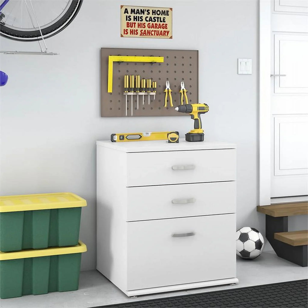 Wood in - Storage Engineered with Garage Row Drawers Cabinet White Pemberly