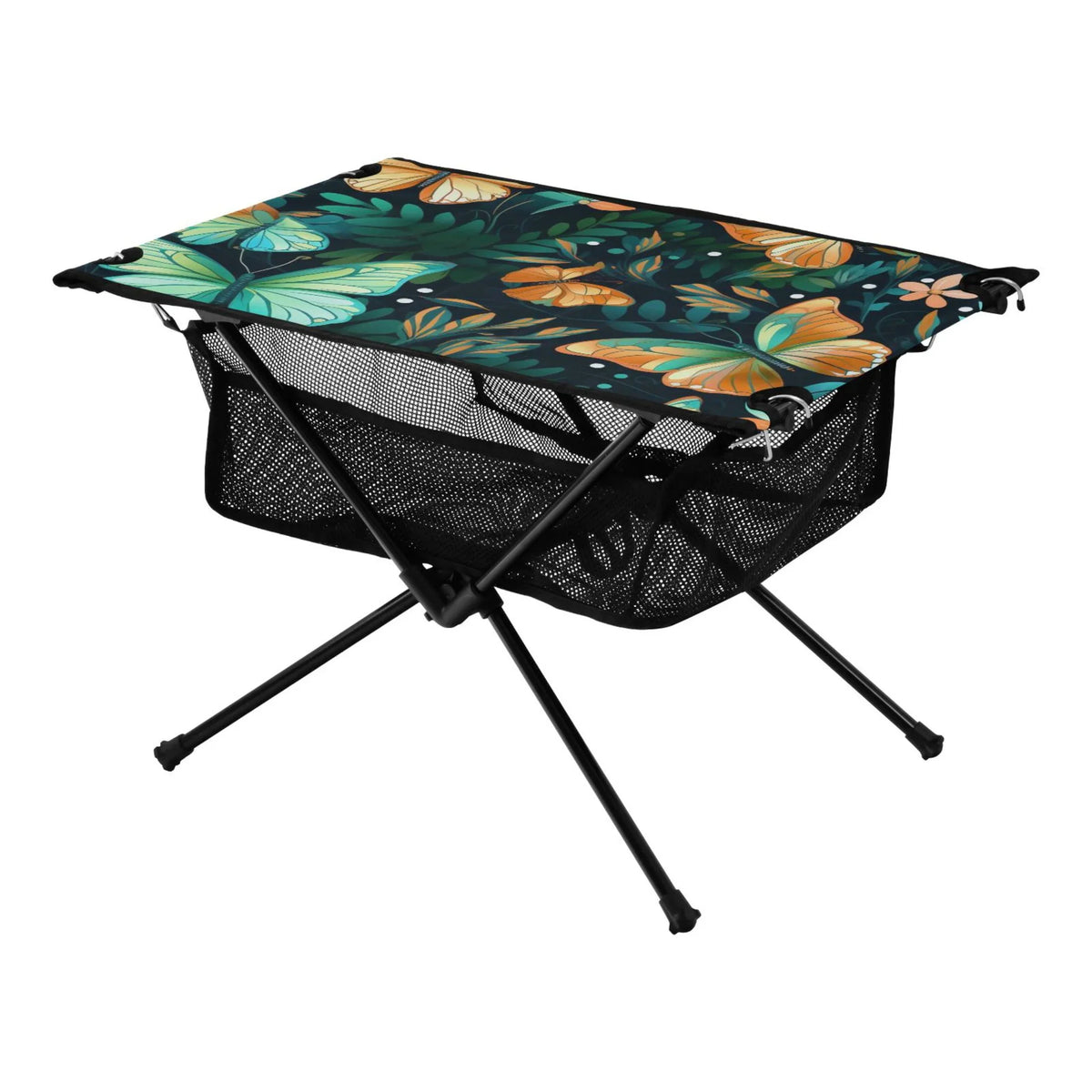 Table Bag Beach with Outdoor Folding Picnic Table Camping Travel Floral Butterfly for Compact Fishing Storage BBQ Table Leave Portable