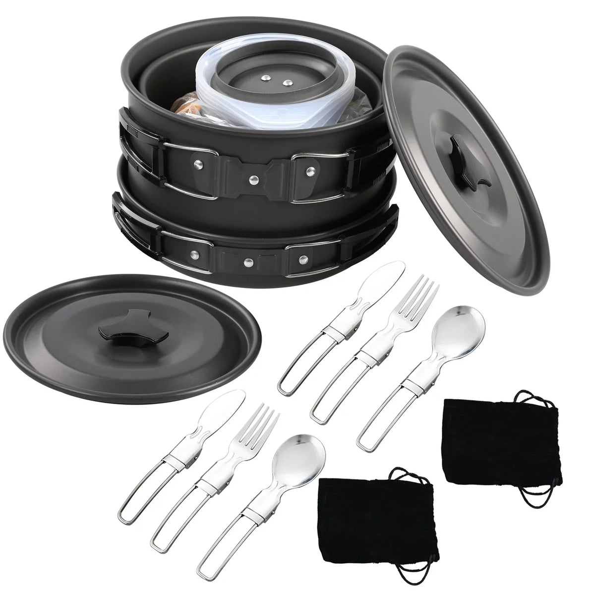 Pan Camping Cooking Aibecy Backpacking Pot Kettle and Cookware Mess Non-Stick and for Kit, with Set