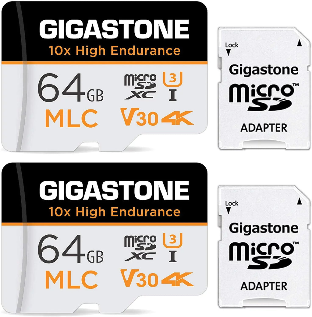Security MLC Surveillance Video U3 2 64GB Endurance 4K Micro Cam, Pack SD 100MB/s, Recording, Dash Compatible C10, (2x64GB) Gigastone (MLC) Cam, Card, High 10x