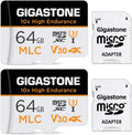 Security MLC Surveillance Video U3 2 64GB Endurance 4K Micro Cam, Pack SD 100MB/s, Recording, Dash Compatible C10, (2x64GB) Gigastone (MLC) Cam, Card, High 10x