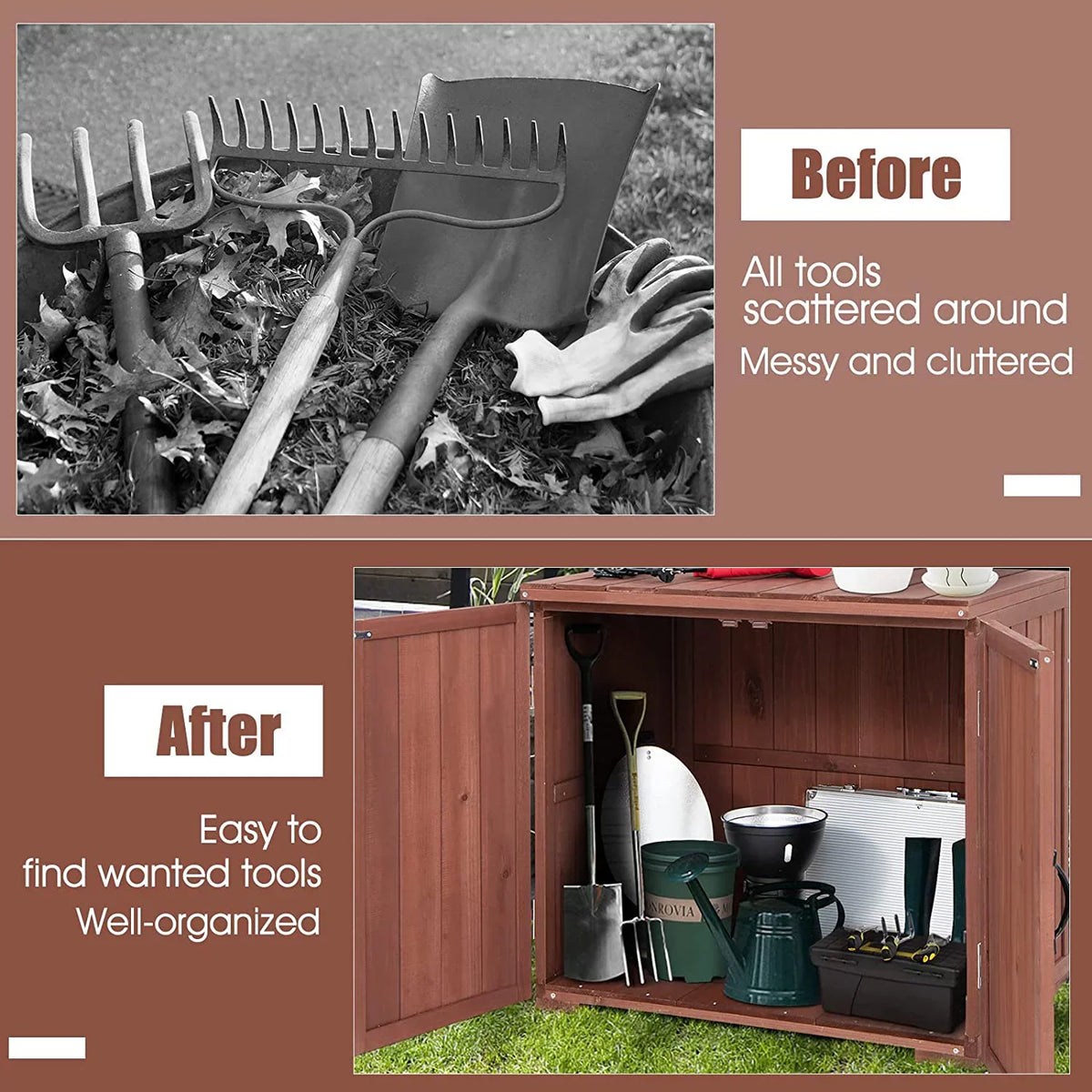 Storage Easy x 30" & Wooden for 28.5" Assembly, Garden Countertop, Space Inner Cabinet Porch, Deck Box (Brown) x Storage Storage Box, Tool Outdoor 22" W/Spacious 30" Backyard