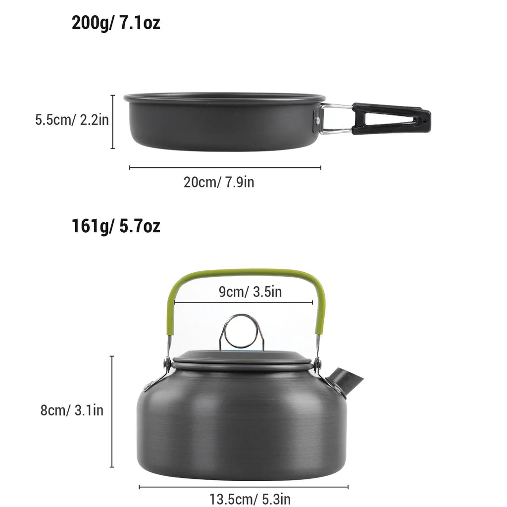 Pan Camping Cooking Aibecy Backpacking Pot Kettle and Cookware Mess Non-Stick and for Kit, with Set