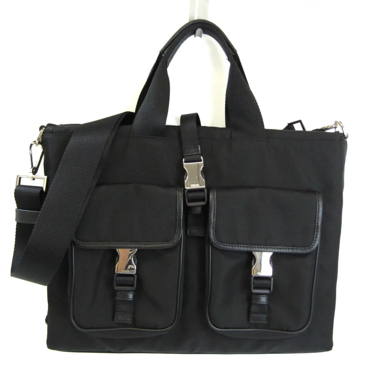 Shoulder Leather,Nylon Bag Prada Black Pre-Owned Women,Men (Good)