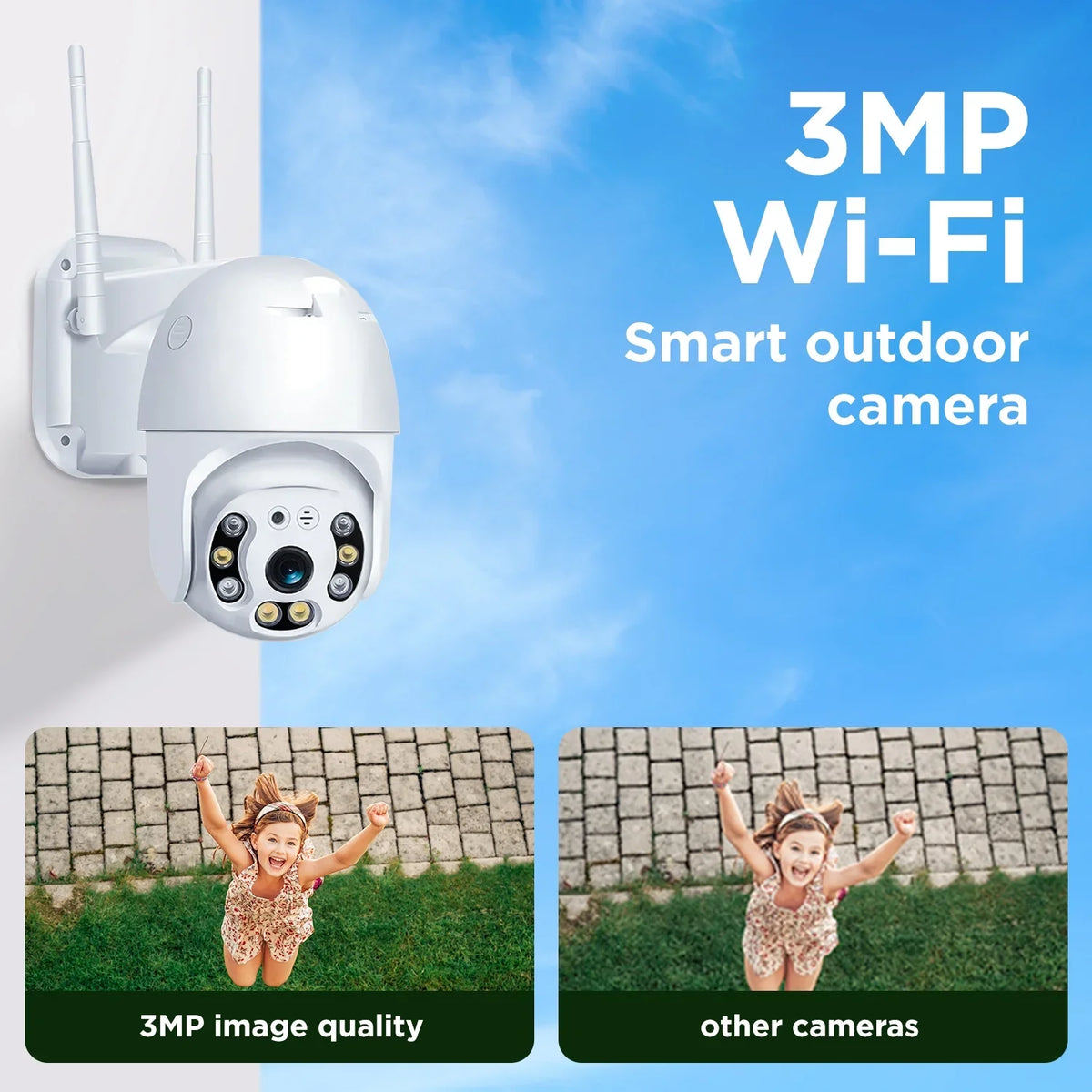 3mp Ultra Camera Night System, Outdoor for Security WiFi Hd Alarm With Camera Security 2k Waterproof 360 Home Vision, with Camera,