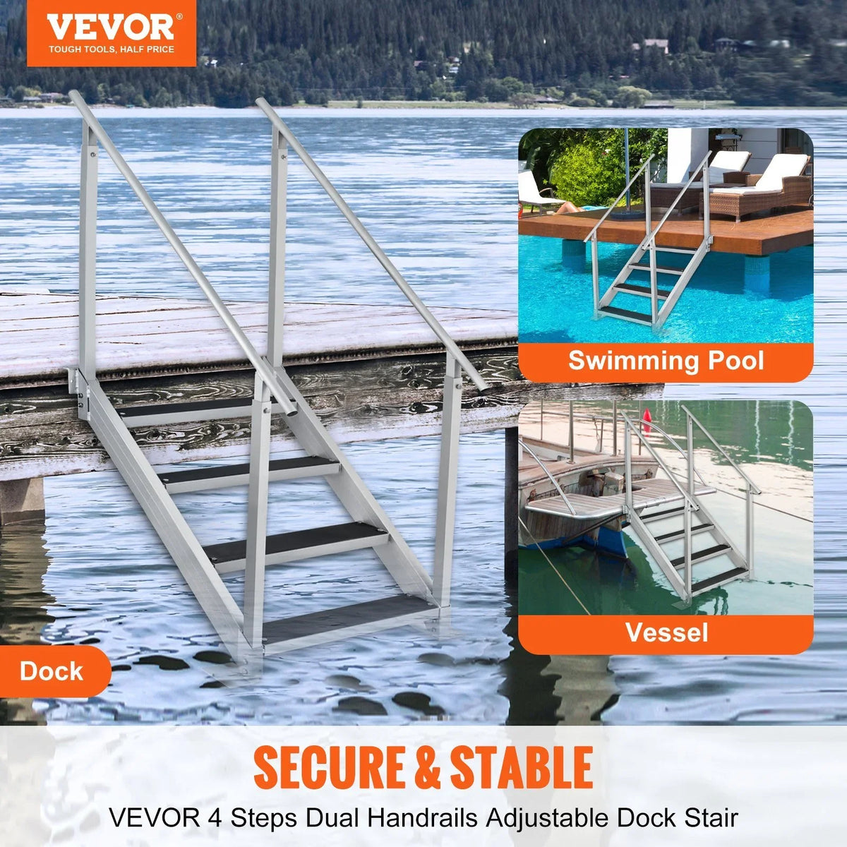 30-38 Vevor Capacity Step Ladder Load Dock 4 Stairs Dock in. Adjustable lbs 500 Height,