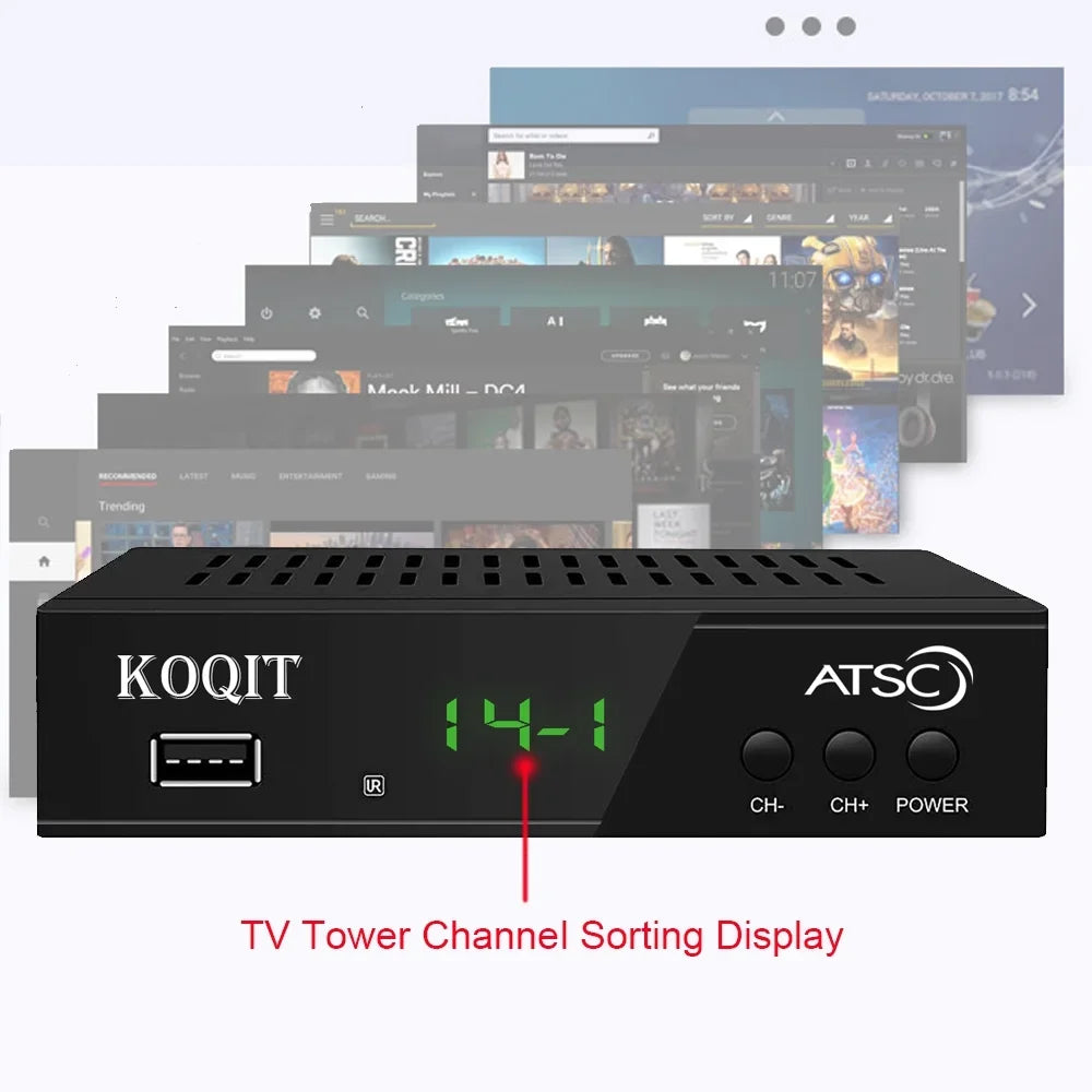 ATSC Recorders to Digital, TV Box USB, OTA Hours, 12/24 Digital to Converter Box Set Coax HDMI Top Digital Box, Clock to Analog tv Multimedia Tuner