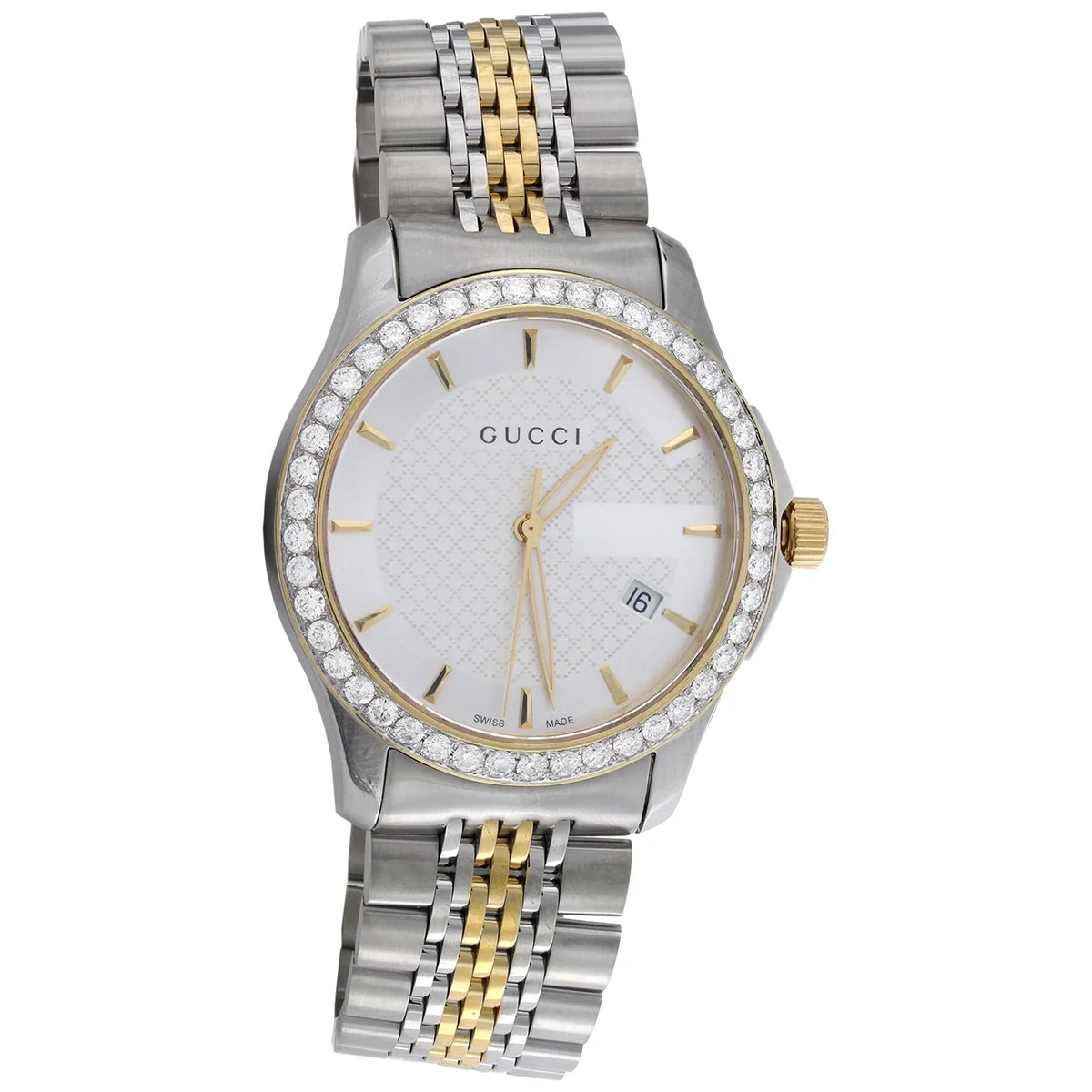 CT. Two S. Tone 2 PVD Yellow Gucci Steel Watch G-Timeless 38mm Diamond Ya126409