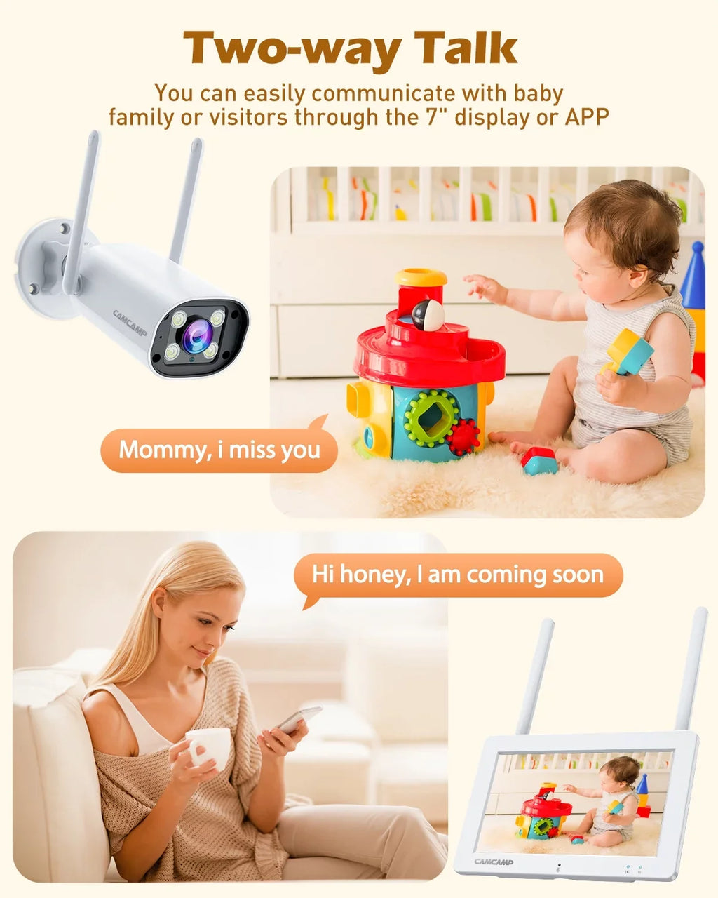 Connector SC27 Surveillance Wireless Bullet Camera Outdoor with Camera Monitor System Toguard Security CCTV 2K/3MP WiFi 7"