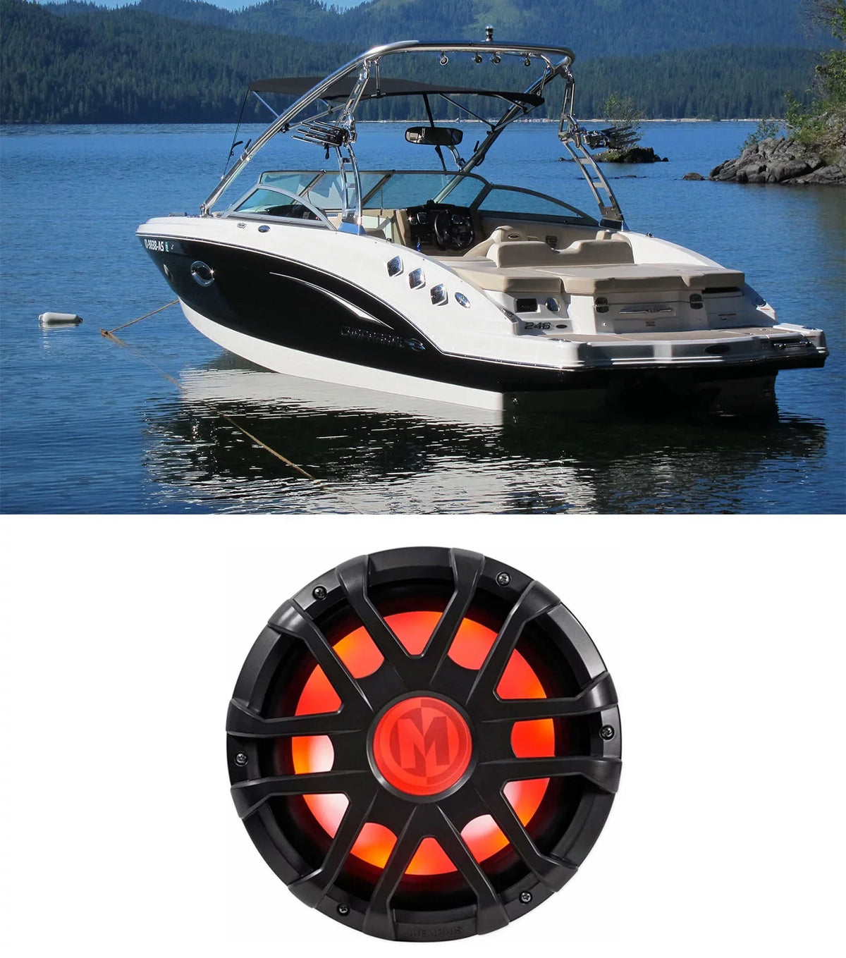 Memphis Marine LED Watt Audio Boat Sub 12" 500 Dual MXA1244 Subwoofer 4-Ohm