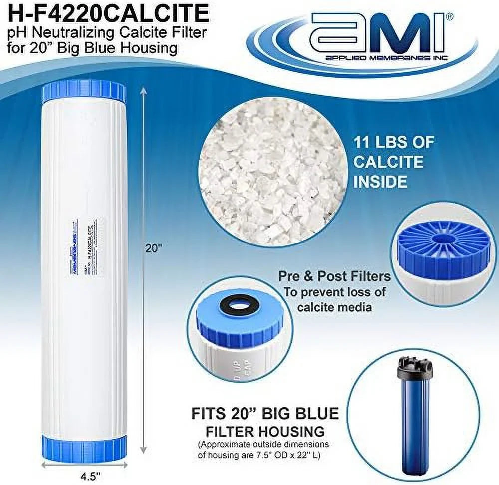Water 20") Ph Ph Alkalinity X Water Cartridge INC H-F4220CALCITE Filter Filter Raise 4.5"X20" | Filter 20” To Fits Calcite Housing Low | Filter (4.5" Neutralization Of |