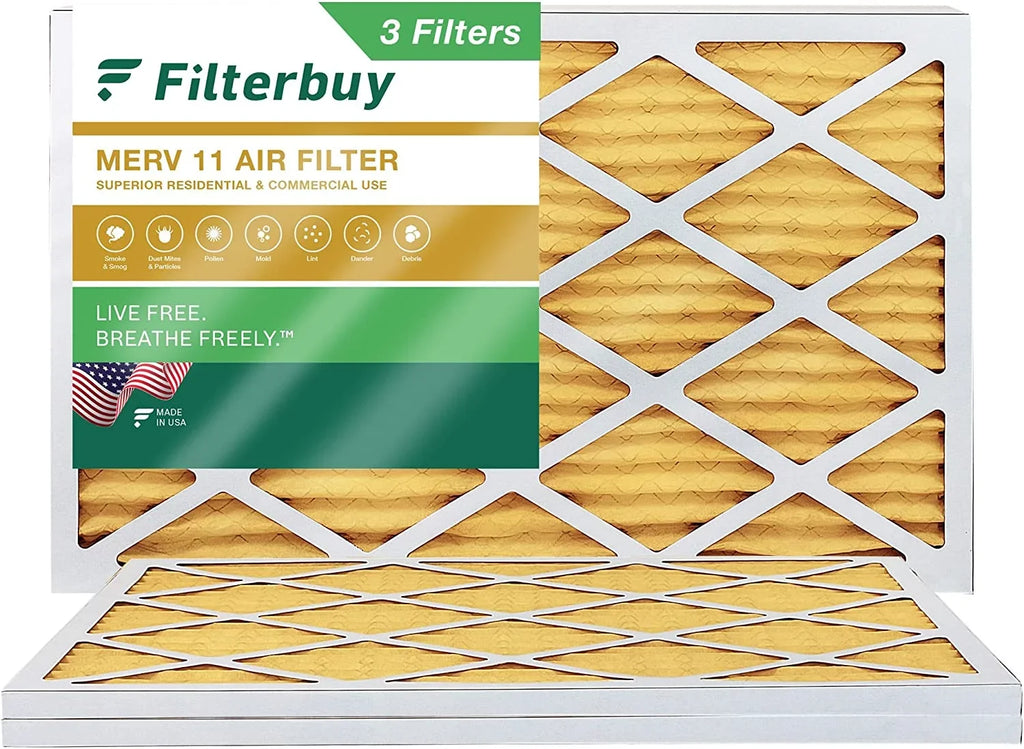 AC Pleated MERV HVAC (3-Pack) Filters Furnace 11 Air 10x24x1 Filterbuy