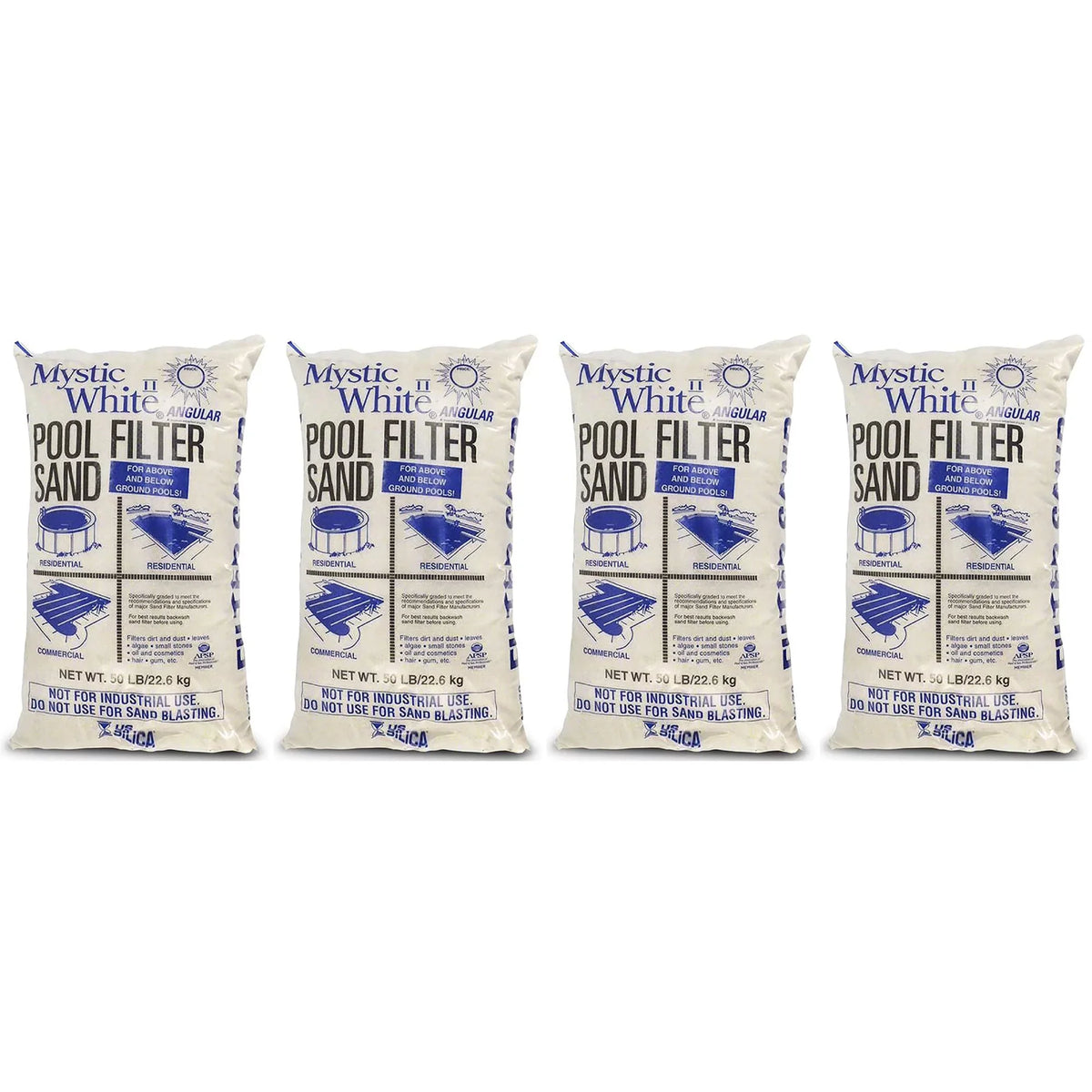 Silica Mystic II Pack) Pool Swimming 50lbs White White Sand, U.S. Filter (4