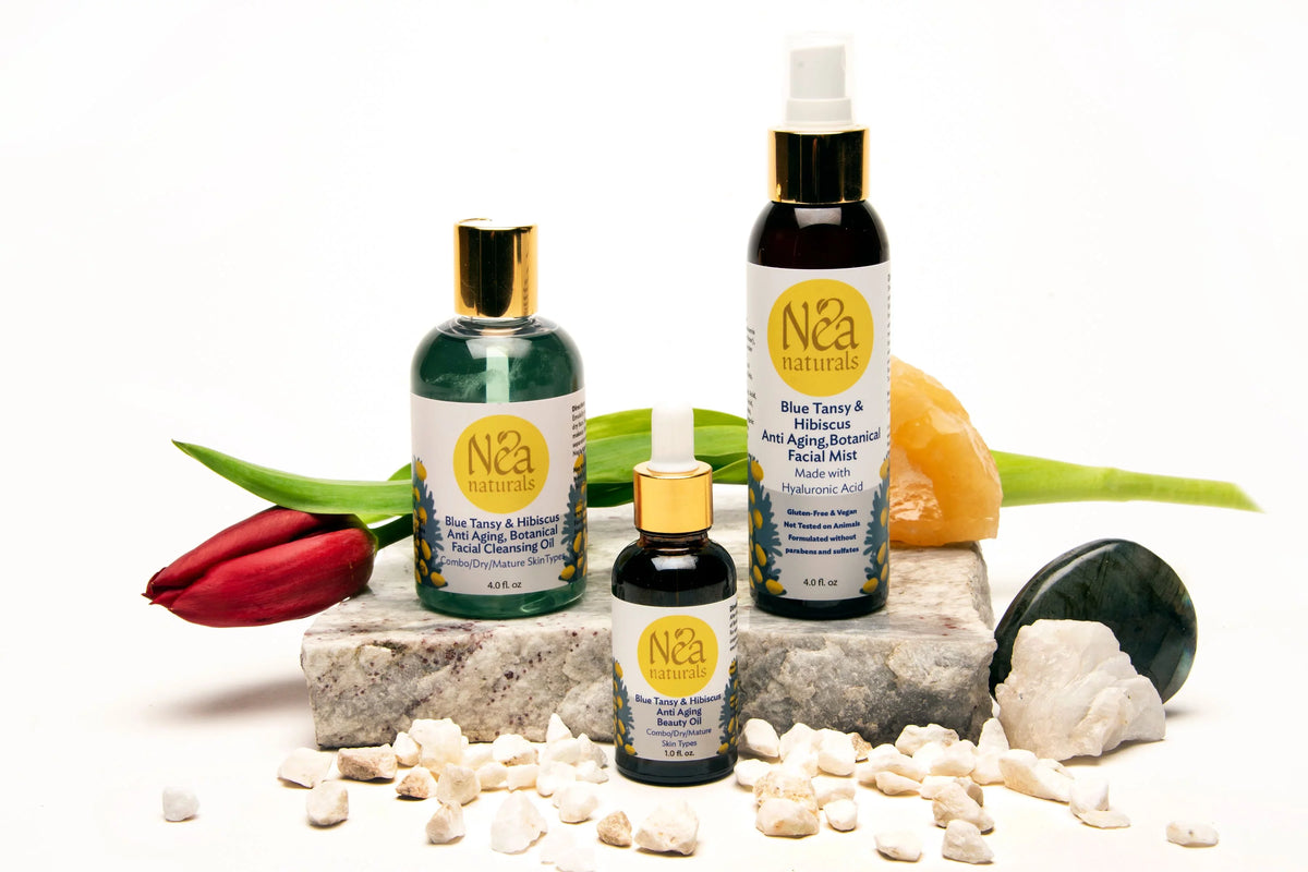 Naturals - Piece Set Blue 3 Blue Beauty Tansy Oil, Tansy Blue Cleansing Tansy Mist Nea Oil &