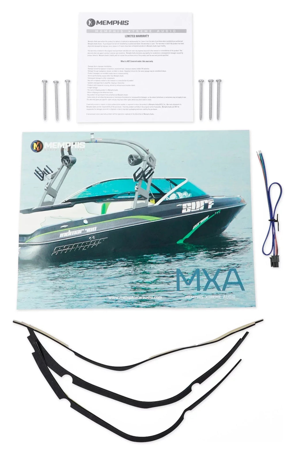Memphis Marine LED Watt Audio Boat Sub 12" 500 Dual MXA1244 Subwoofer 4-Ohm