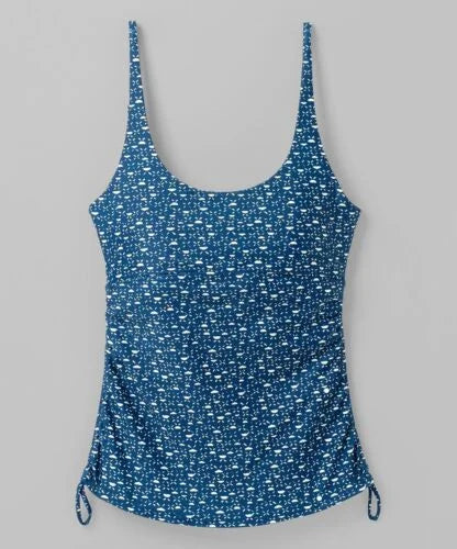 Shirred Deep Scoop Cha prAna Top Cha Tankini Small (S) Size Melody Indigo Neck