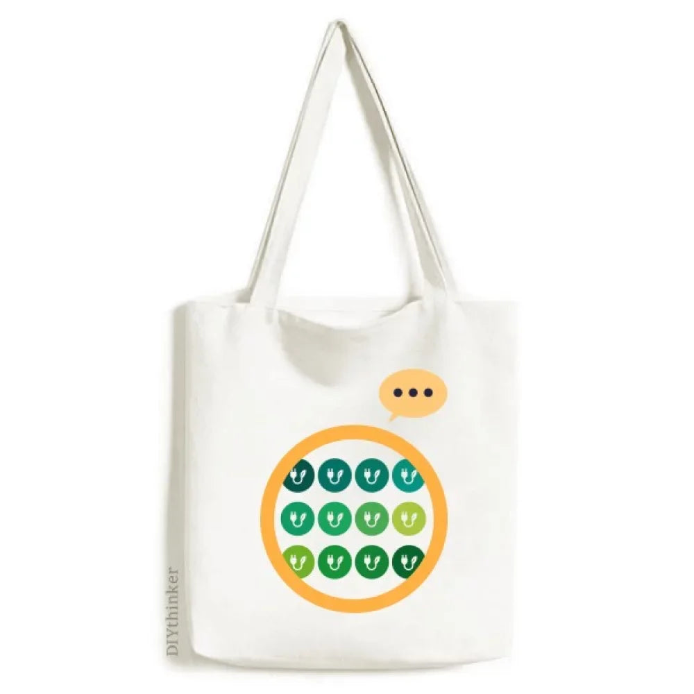 Pattern Expression Plug Tote Charging Shoulder Sack Cable Bag Green Canvas
