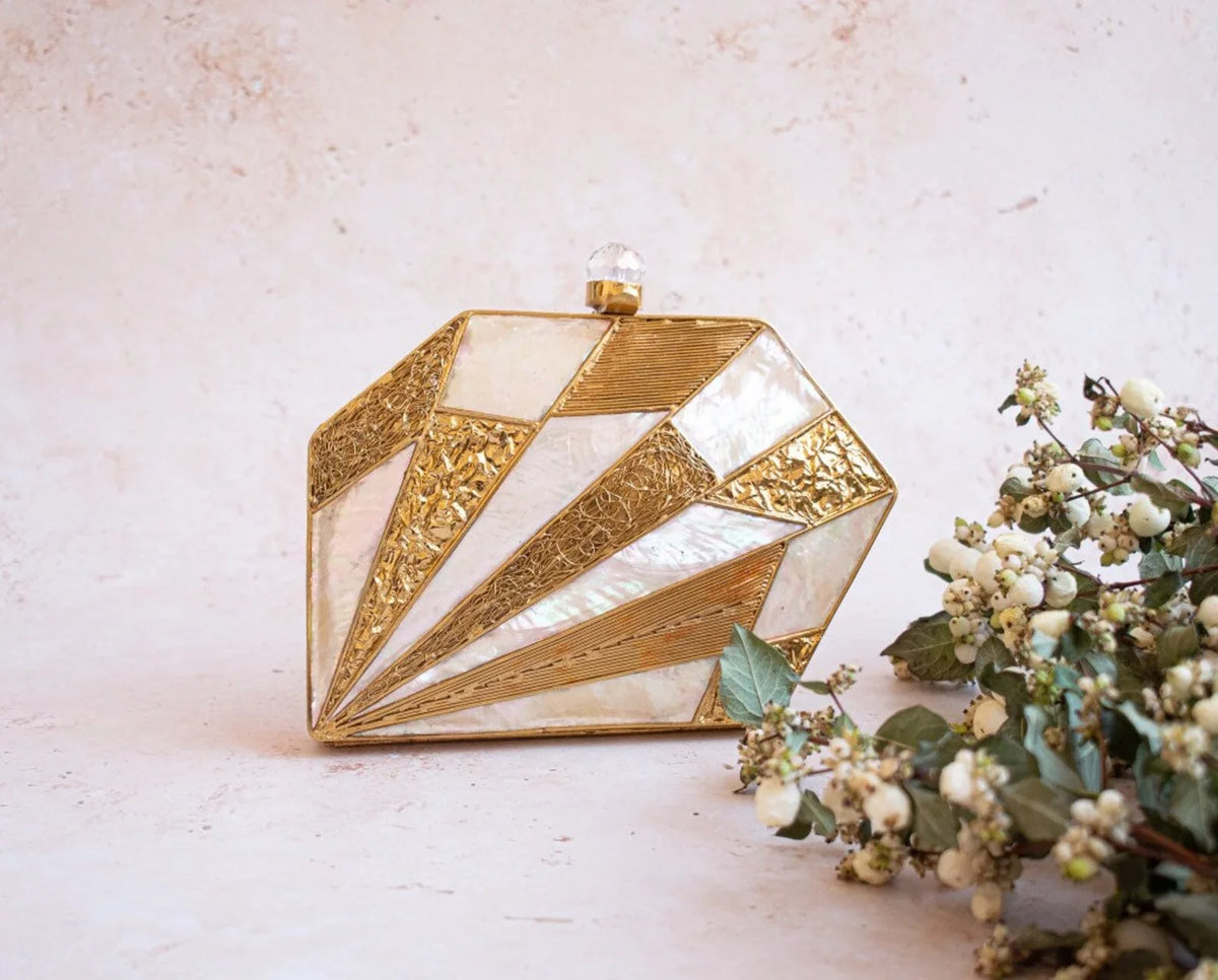 Different designer Royal Women for India metal bag Craft shell sea inlaid handcrafted clutch