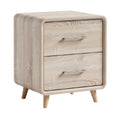 Minimalist Wooden Nightstand with Two Drawers and Sleek Handles