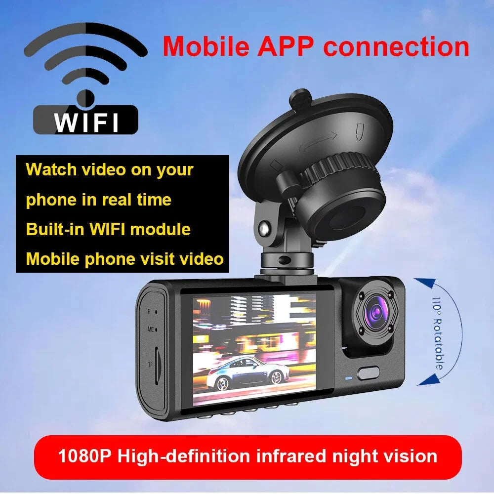 WiFi One-Key Support Lock Screen 1080P Inside & Inch & Camera Dash Recording version 2 Driving Rear Front Dashcam DVR Night-Vision Loop Camera Recorder