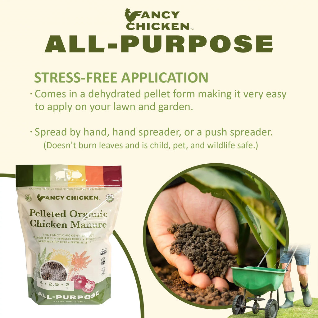 Plant Garden, Food 15 Organic, Pelleted and LB All-Purpose 4-2.5-2 USDA Chicken Manure Lawn Chicken for Organic Fancy