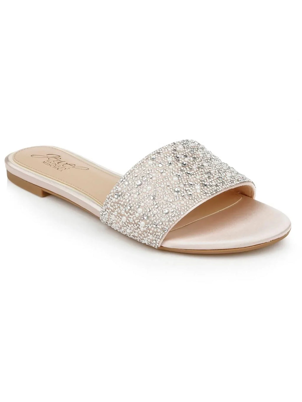 Embellished Jewel Womens Badgley Slide Satin Delaney Sandals Mischka