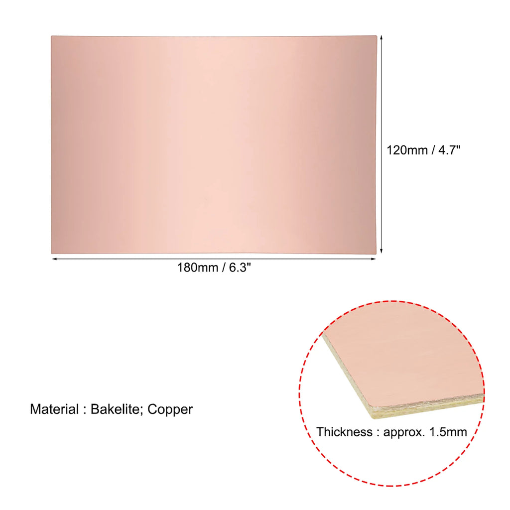 10 Single-Sided Bakelite Thickness pcs 1.5mm PCB PCB Board 180x120mm Circuit Prototyping Laminate Board DIY Clad Copper