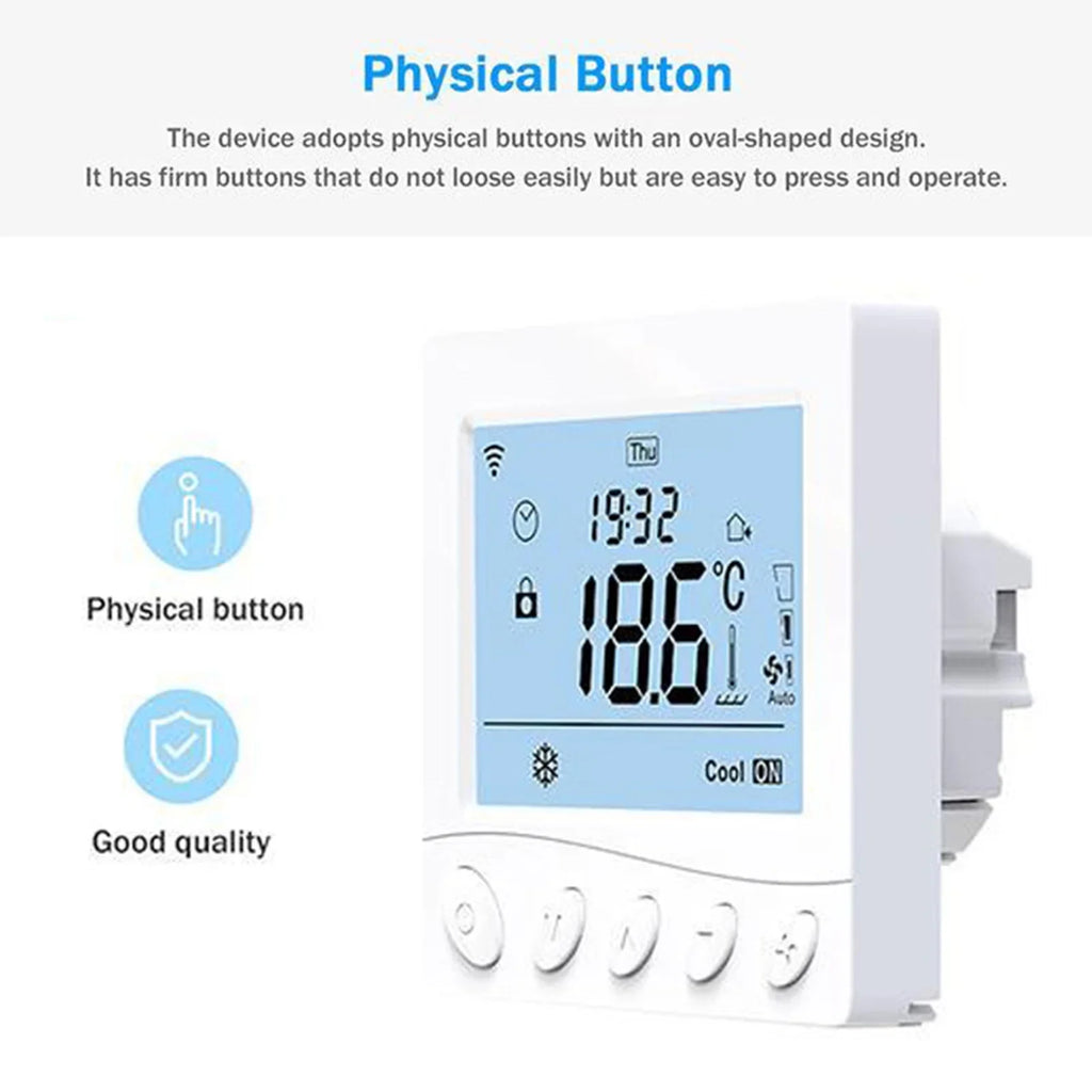 Maiju Pipe LCD Smart Modbus Thermostat,Voice tat Fan Pristin 3.2Inch Display Coil 2 WIFI/485 Pipe WIFI/485 Floor /485 ADBEN /485 Application Fan 3.2Inch BREWEL tat Modbus BUZHI 2 Modbus dsfen LCD