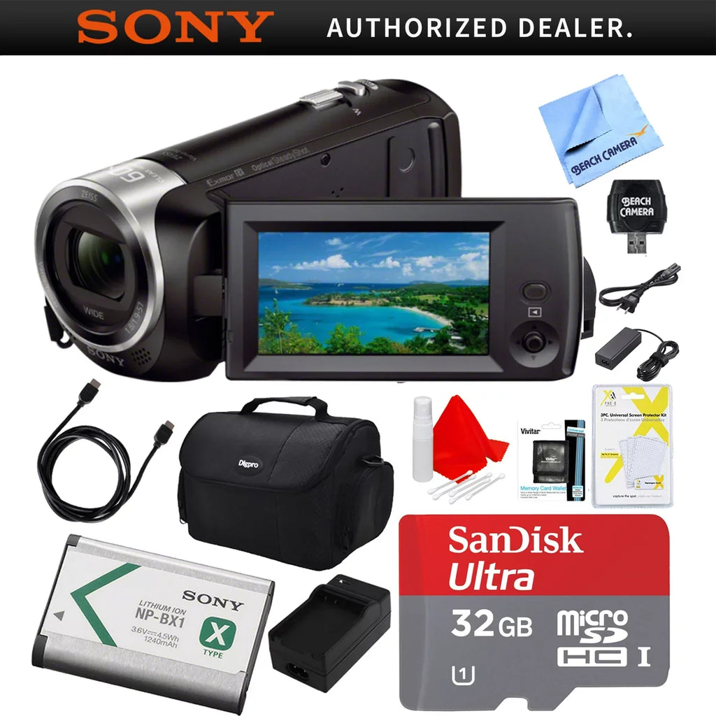 More Recording with Memory Charger, Handycam Bag, AC/DC and Pack, MicroSDHC Deluxe Video CX405 Card, Sony HDRCX405 Battery Cable, 32GB Camcorder HDR-CX405 HDMI Bundle