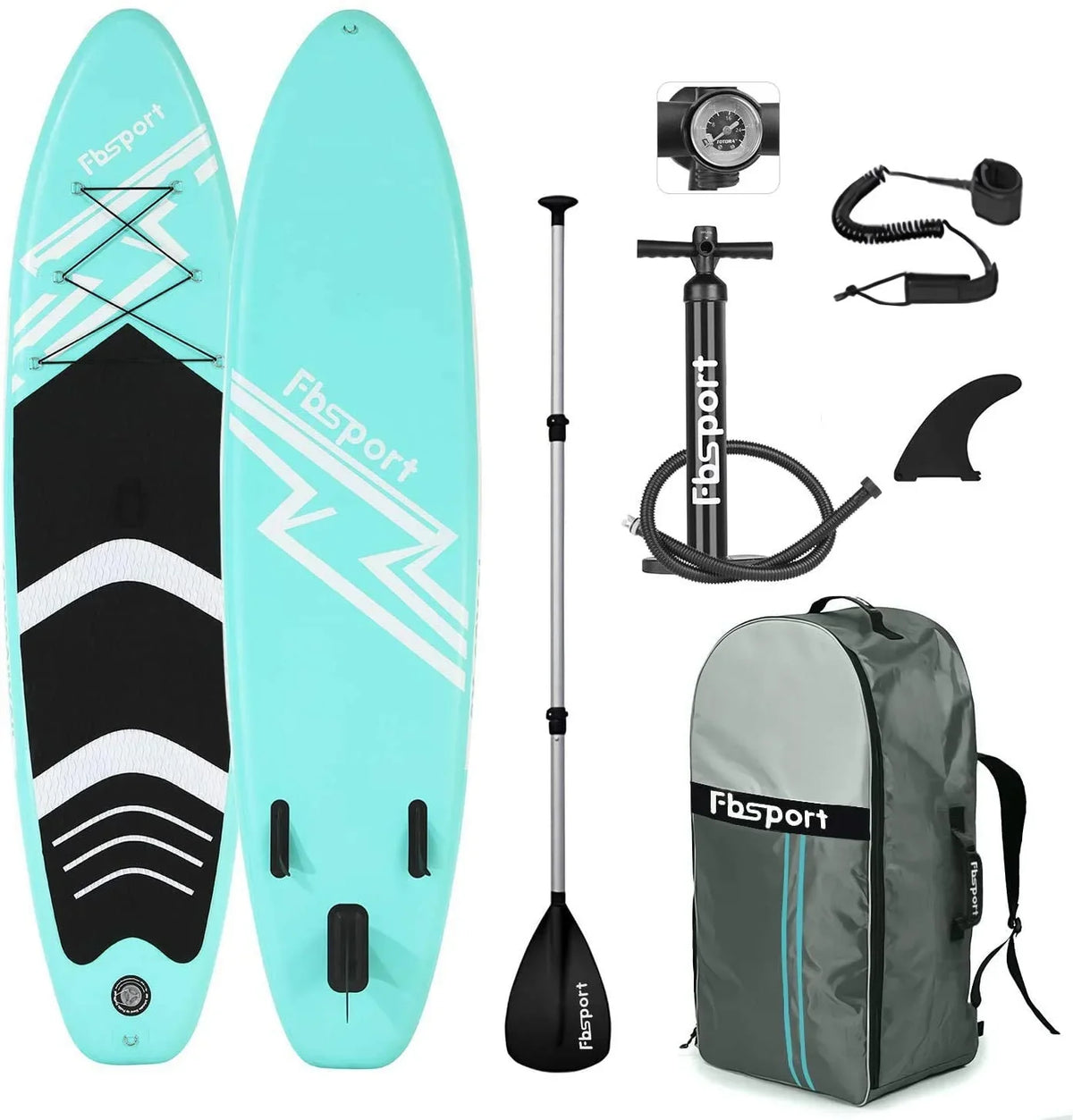 Stand 10 Non-Slip with Inflatable Paddle Green Standing Ft. Bag, Carry Brushed Stance, Board up FBsport Wide Boat, Complete Control, Thickening Deck, and Surf Accessories