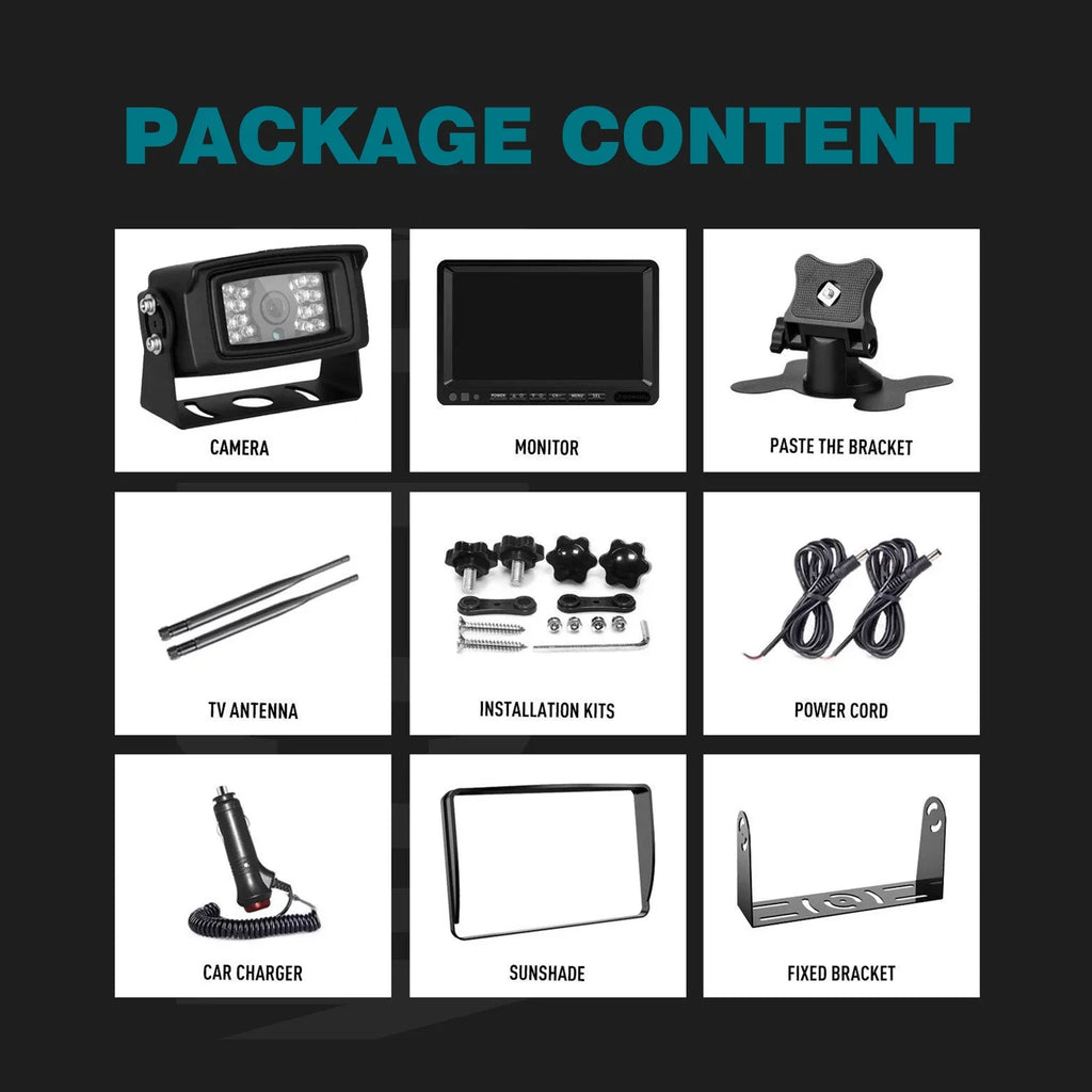 Trailer Camera Wireless Truck Rear 1080P 1CH AHD Kit Backup for 7" View Display