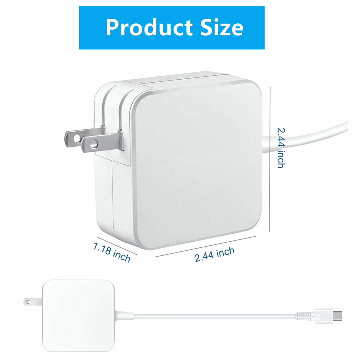 Compatible DELL 45W PSU USB-C 7390 for 7285 Cord Replacement 2-in-1 AC Power BOO Charger Adapter Latitude White KONKIN