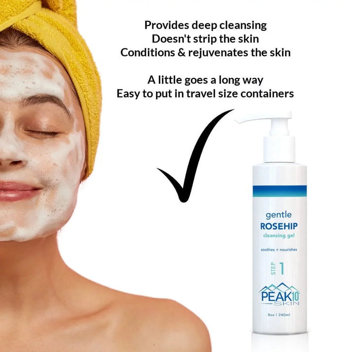 PEAK gentle 8oz cleansing SKIN ROSEHIP 10 gel