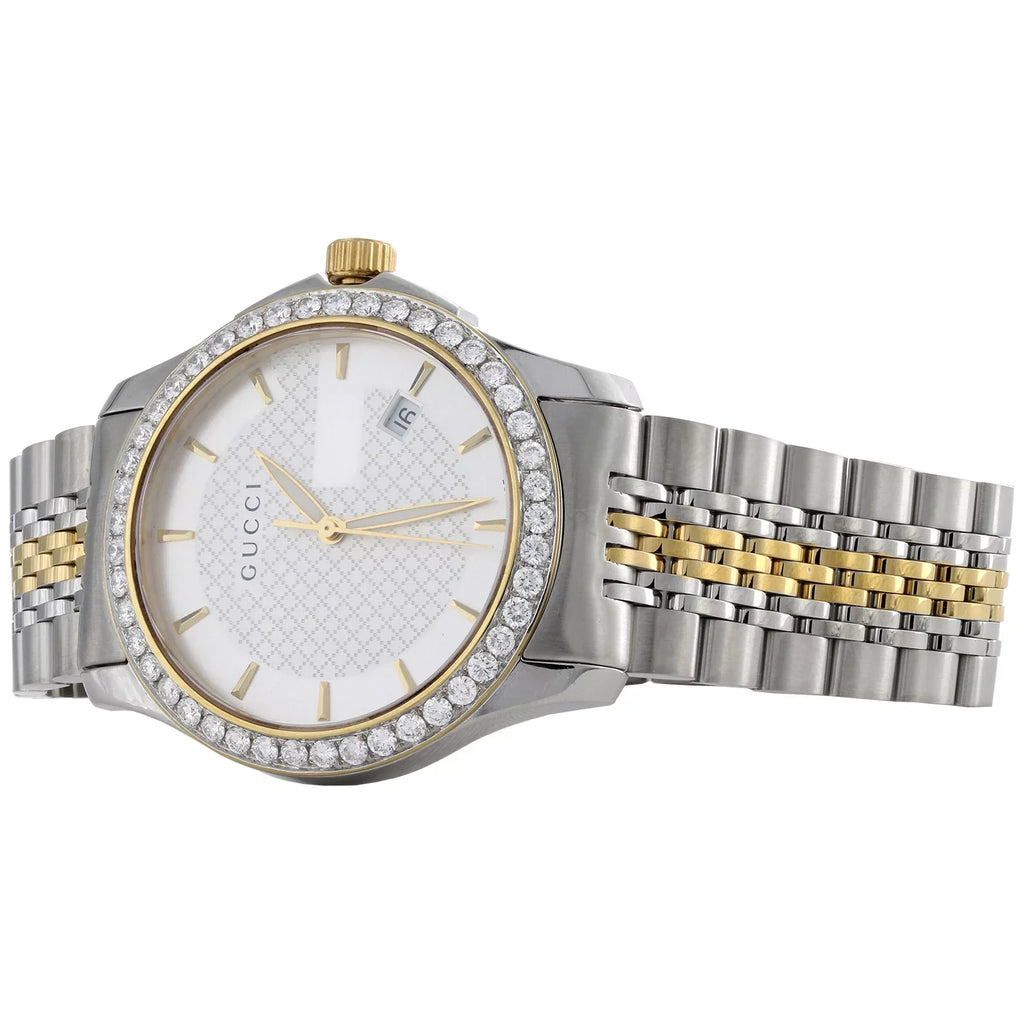 CT. Two S. Tone 2 PVD Yellow Gucci Steel Watch G-Timeless 38mm Diamond Ya126409