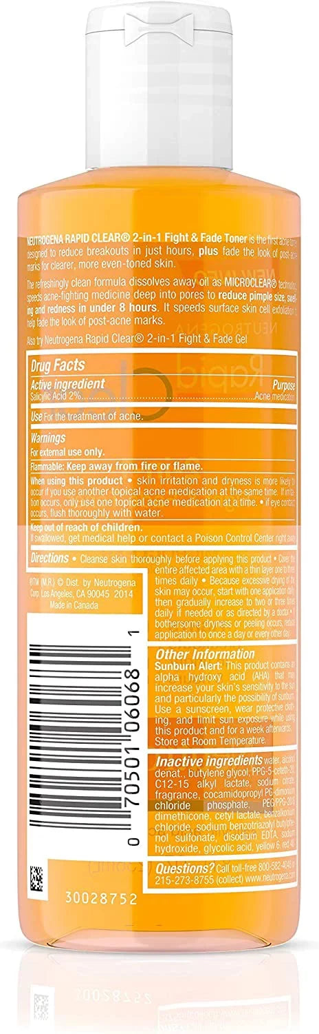 of (Pack 8 Neutrogena Fade 2) 2-in-1 Toner & Clear Fight oz Rapid