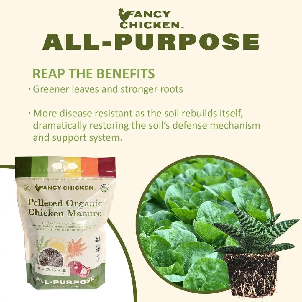 Plant Garden, Food 15 Organic, Pelleted and LB All-Purpose 4-2.5-2 USDA Chicken Manure Lawn Chicken for Organic Fancy