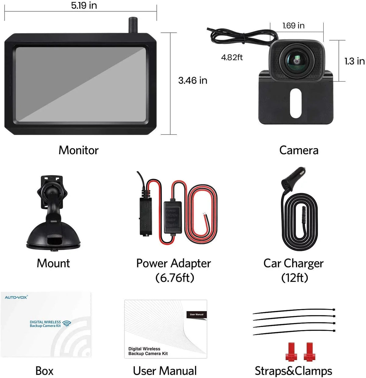 Camper,Trailer Rear Cameras, Camera Dual Digital Camera Channels Camera Waterproof Reverse Car, Trailer Wireless for Kit, View Truck, BackUp RV,