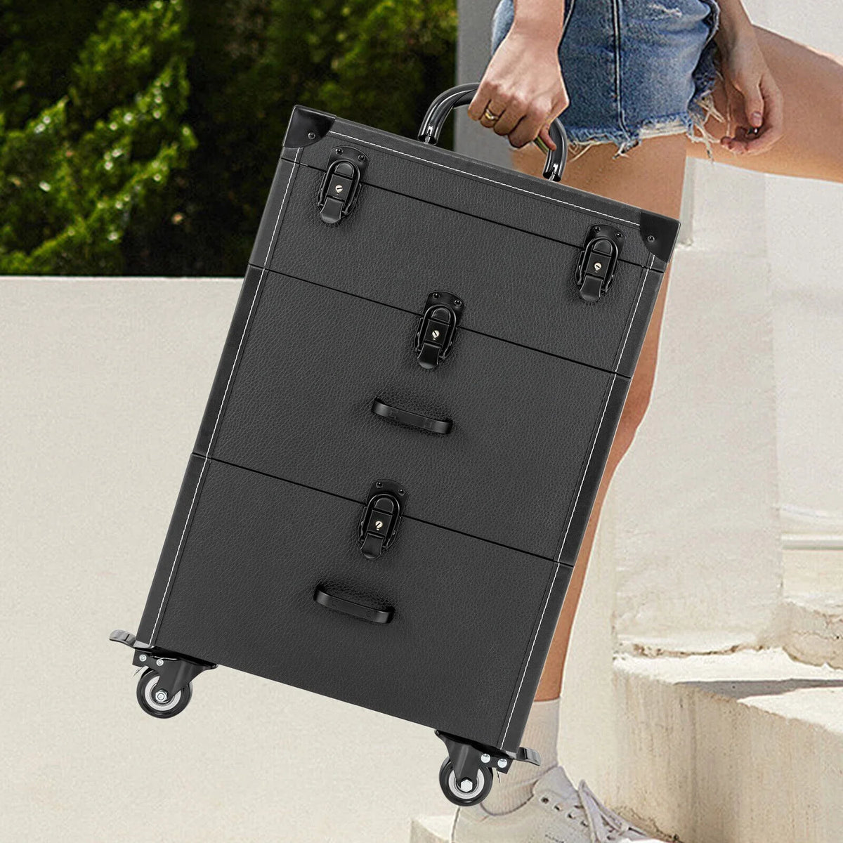 Organizer Miumaeov Rolling Box Nail Cosmetic Professional Storage Luggage Polish Case Trolley Train Makeup