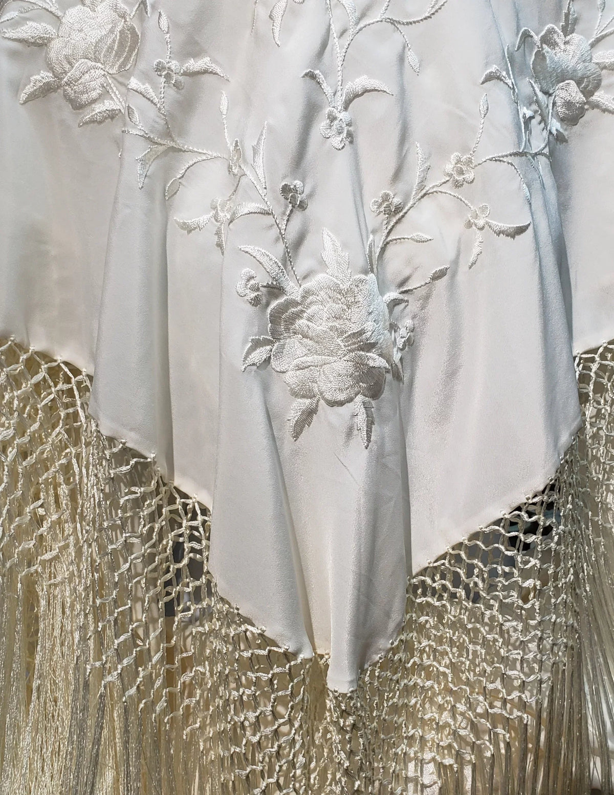 Champagne Silk Manila Wrap Spanish Canton Shawl Stole Manton De