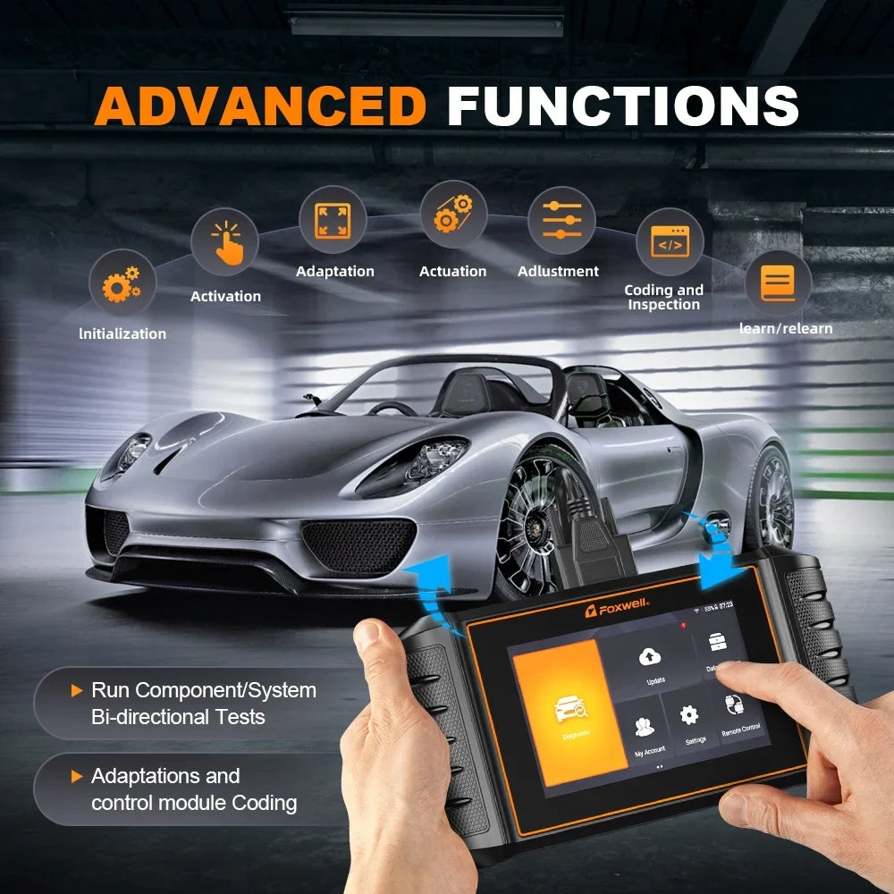 Acura Car Fits Services NT710 Scanner Scan Scanner Tool System Bi-Directional Foxwell Fits NT510 Honda for Automotive Code Upgraded 30 Reset for Reader Full Elite JOBD OBD2 Acura Scanner Control Honda