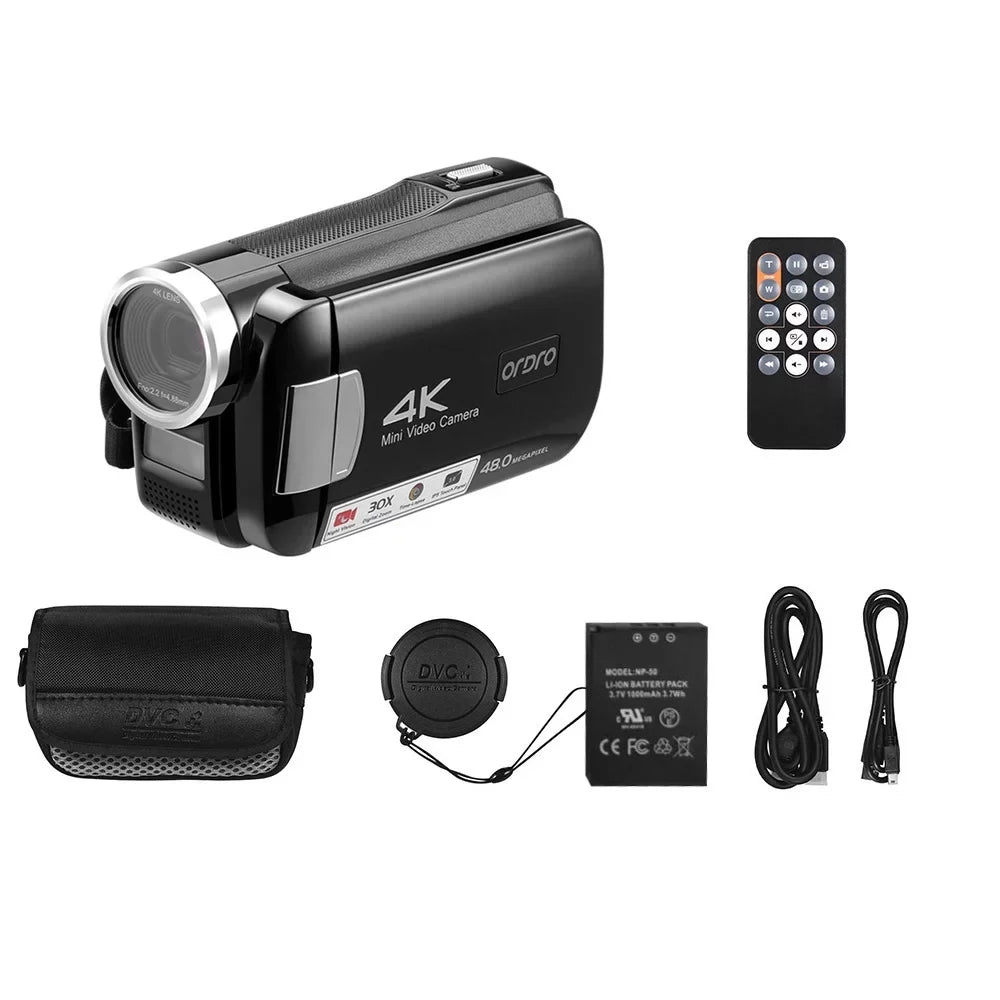 Vision Inch 48MP Camcorder Digital IPS Digital Carry AC2 Video Remote 30X with 4K DV 3.0 Night Bag Zoom IR Touchscreen Recorder Andoer Battery Control