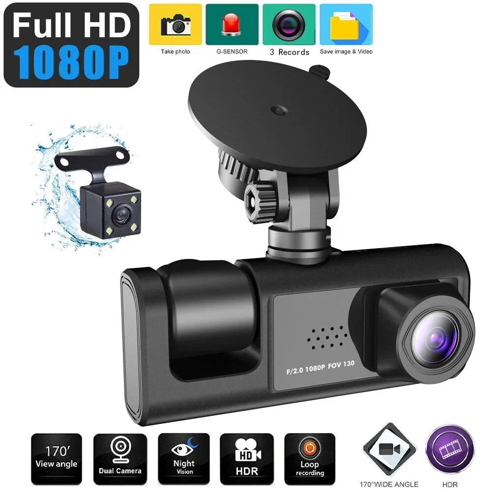 WiFi One-Key Support Lock Screen 1080P Inside & Inch & Camera Dash Recording version 2 Driving Rear Front Dashcam DVR Night-Vision Loop Camera Recorder