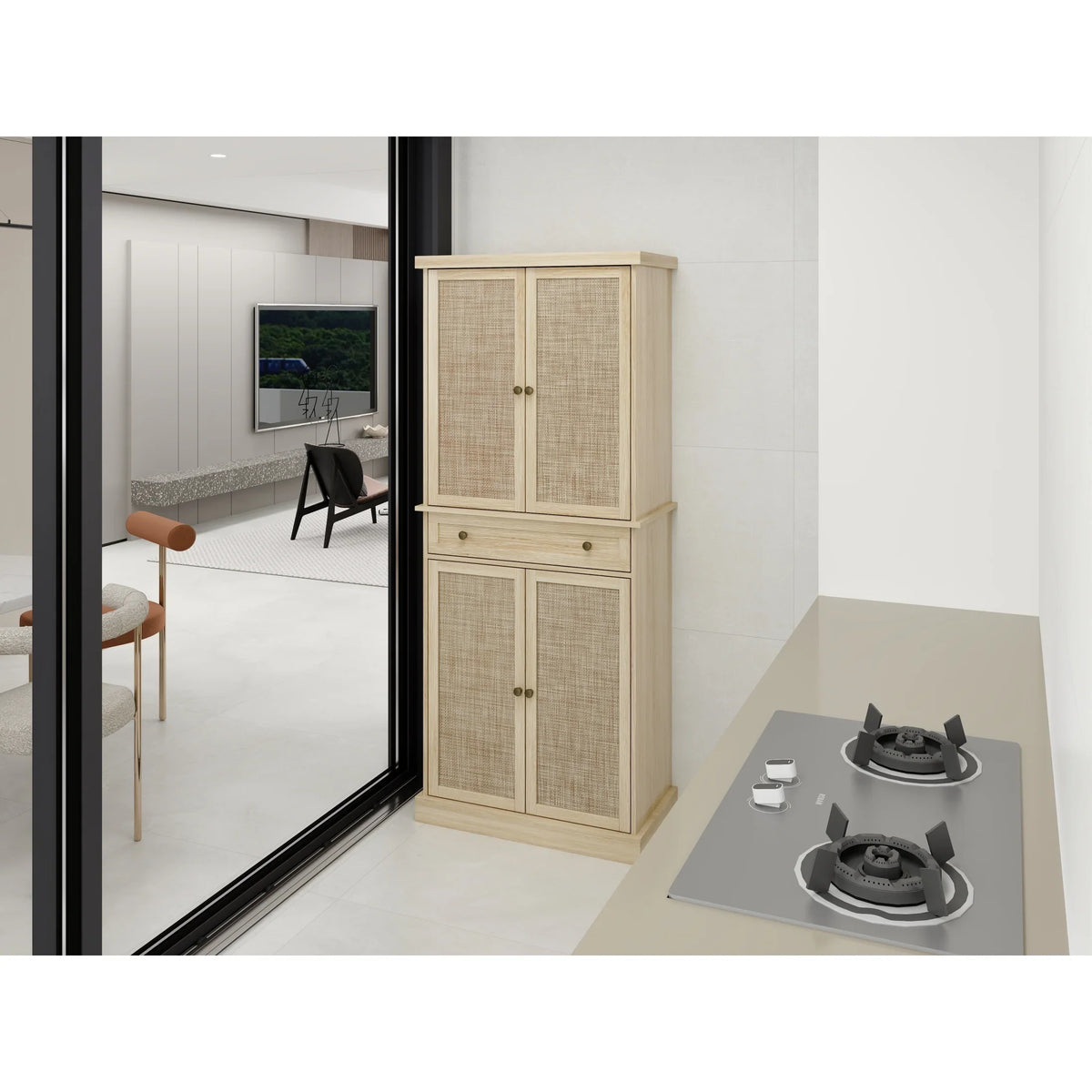 Inner Cabinet Drawer, Shelves, with with Storage 4 1 4 Door Adjustable Cabinet
