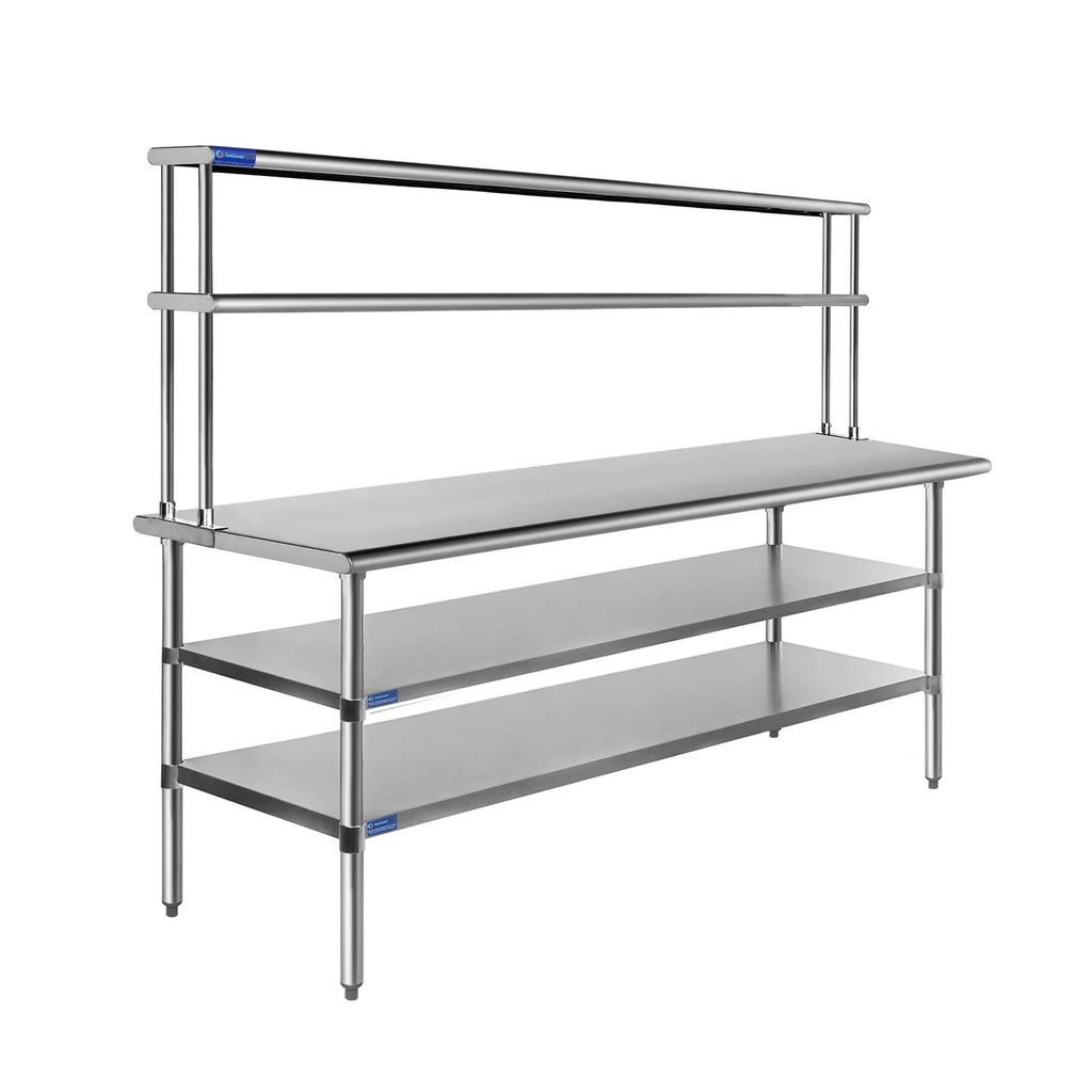 Prep | Shelves | Work Metal Overshelf Kitchen Table Tier Table Wide 12" With Two Steel 30" & Shelving 60" Combo x Double Stainless