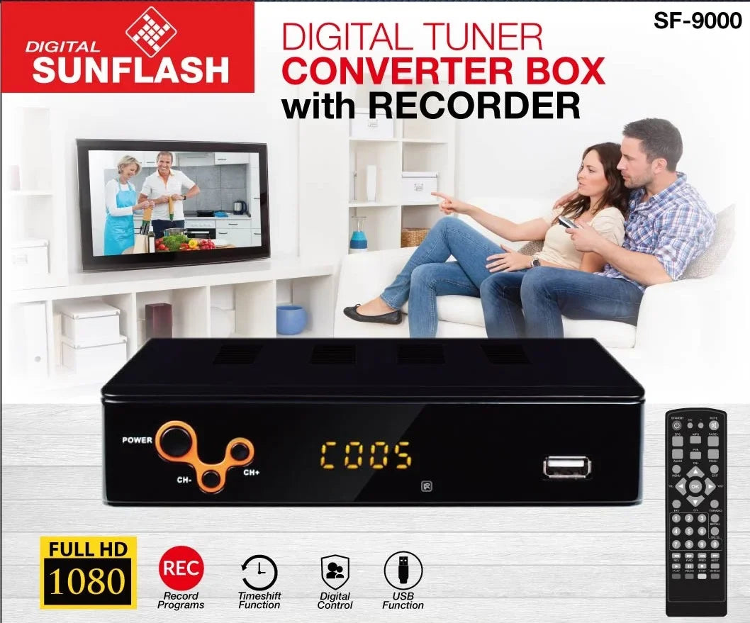 Converter ATSC viewing and TV Channel providing Tuner 1080P Output, HDMI Live HDTV, Setting, Box to Functionality, Digital Analog Access Recording TV TV Playback, Digital for Free with Digital Timer &