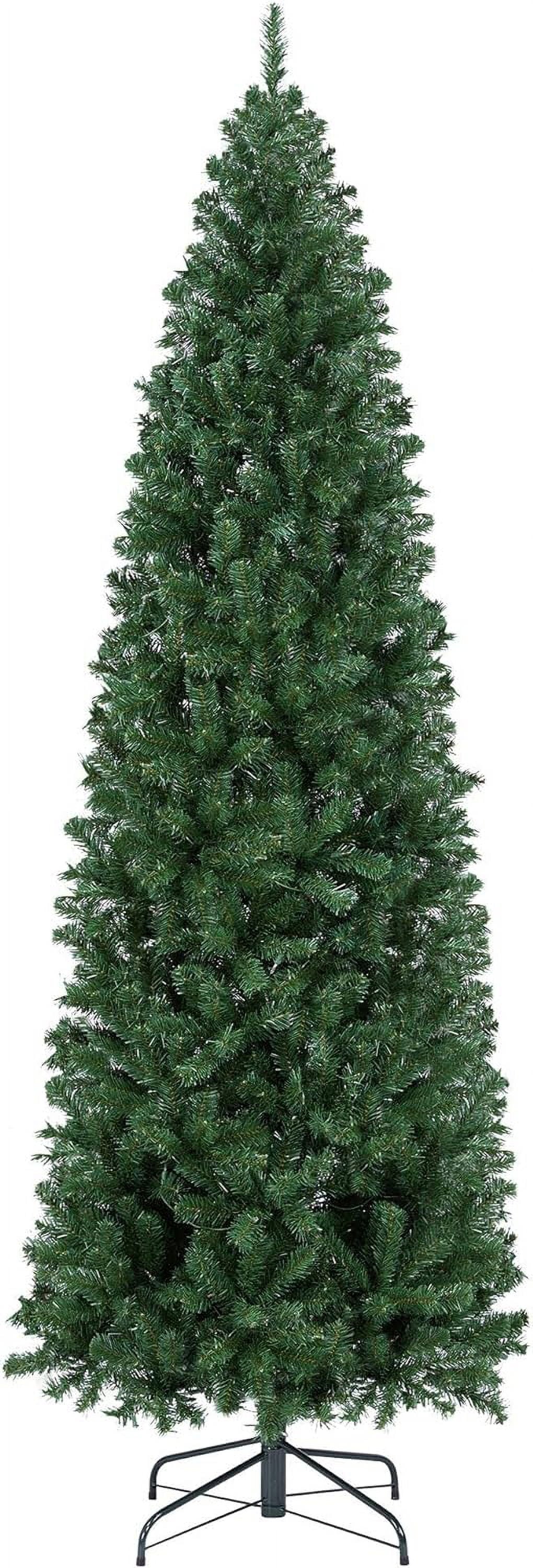 Kingswood Decoration Includes Foldable 7.5Ft Tree Stand Christmas Holiday Tree, Fir Slim Pencil Green Tree Artificial