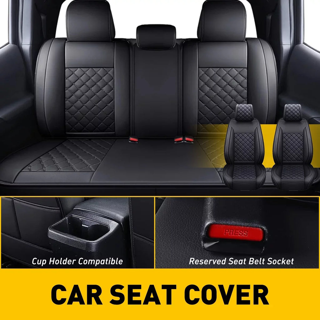 Black) Tacoma Waterproof Cab Crew Full (Full Toyota Covers With for Leather Fit Car 2007-2023 Seat Set, Set