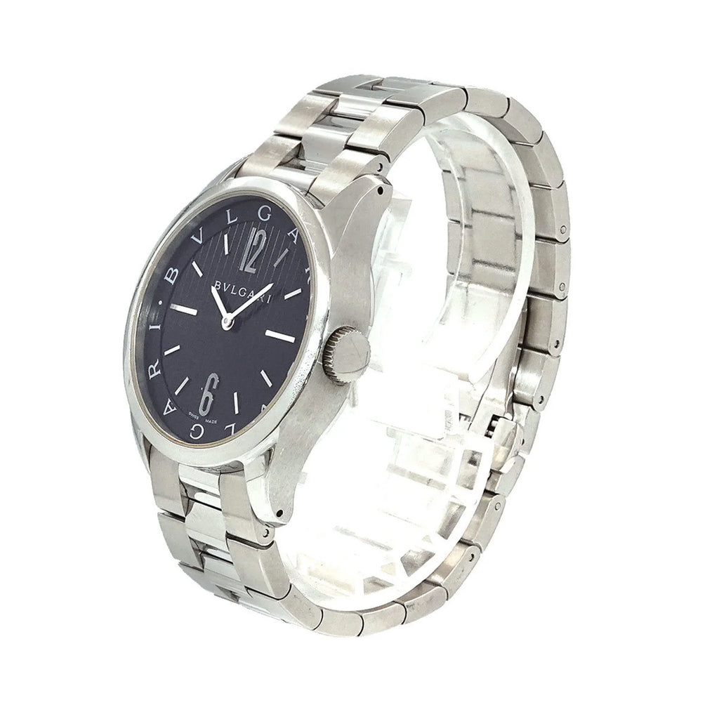 Bulgari ST37S BVLGARI Solotempo Men's Watch Dial (Good) Black Pre-Owned Quartz